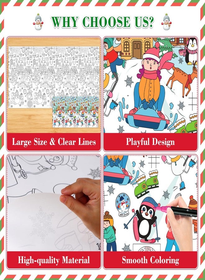 WhatSign Christmas Giant Coloring Tablecloth 72×30 Inches - Kids Activities Crafts Poster for Grandkids Holiday Party Classroom Decorations - Image 3
